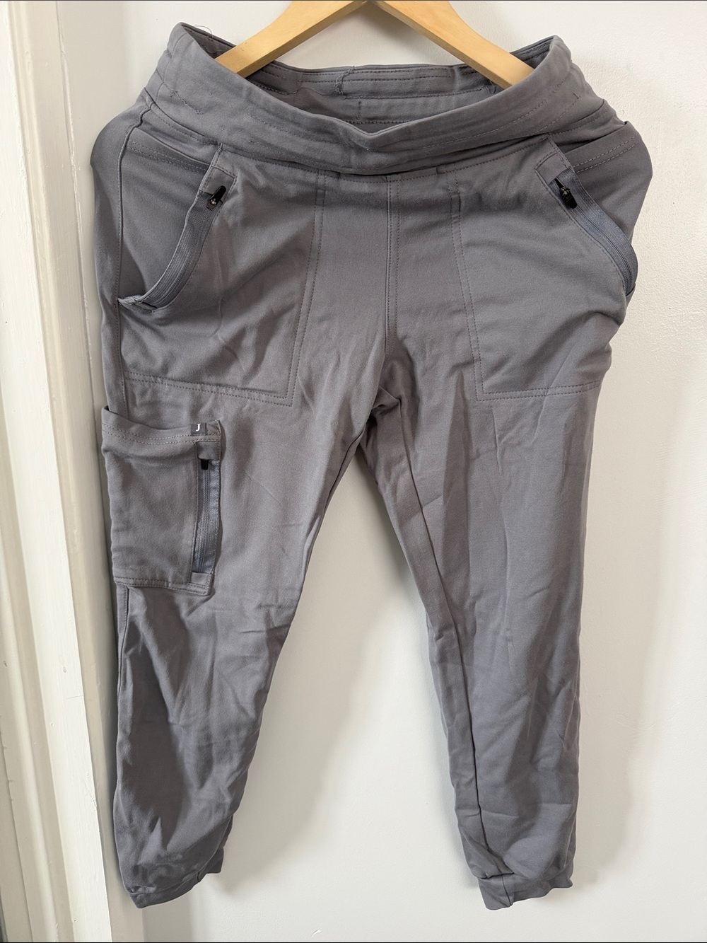 Jaanuu Scrub Gray Drawstring Cargo Jogger Pants size small